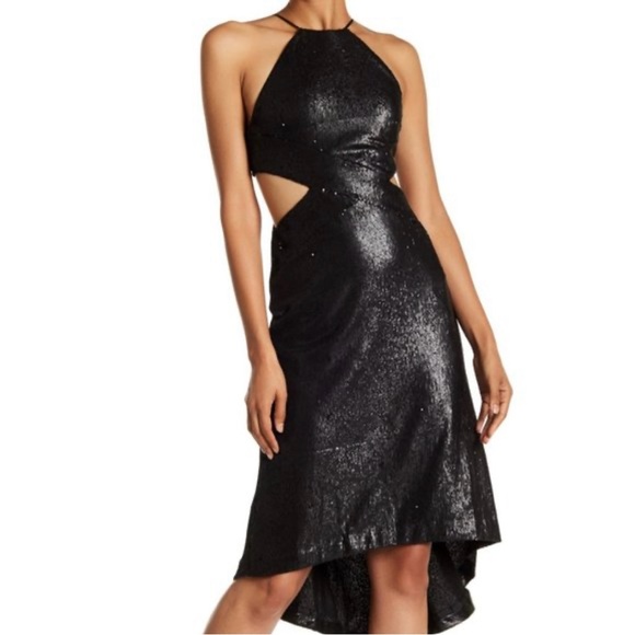 NWT Halston Heritage Evening Collection Sequin Cutout Hi-Lo Dress Size 10 - Picture 1 of 11